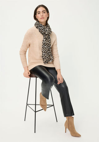 Olsen Zip Neck Jumper Beige Melange Henny - MMJs Fashion