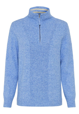 Olsen Zip Neck Jumper Cobalt Blue Melange - MMJs Fashion