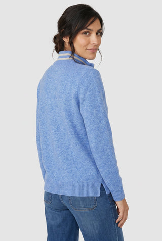 Olsen Zip Neck Jumper Cobalt Blue Melange - MMJs Fashion