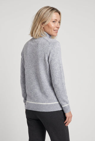 Olsen Zip Neck Rib Knit Jumper Grey Melange - MMJs Fashion