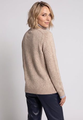 Olsen Zip Neck Rib Knit Jumper Hazelnut Beige Henny - MMJs Fashion