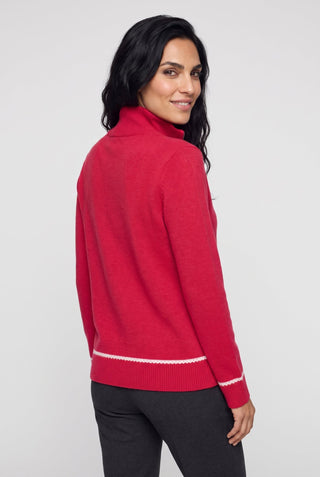 Olsen Zip Neck Rib Knit Jumper Pink - MMJs Fashion