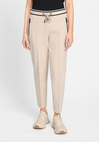 Olsen Zip Pocket Trousers Beige Lisa Straight - MMJs Fashion