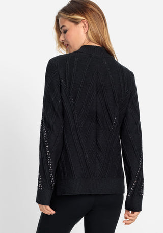 Olsen Zipped Beaded Cardigan Black Henny - MMJs Fashion