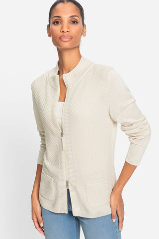 Olsen Zipped Cardigan Beige Eva - MMJs Fashion