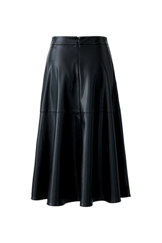 Oui A - Line Faux Leather Skirt Black - MMJs Fashion