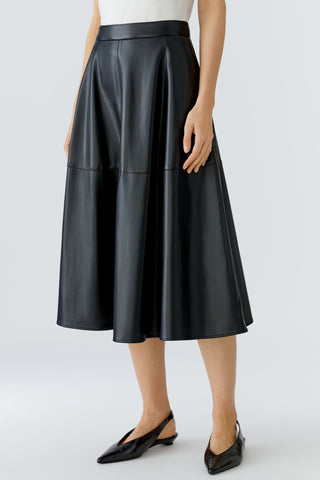 Oui A - Line Faux Leather Skirt Black - MMJs Fashion