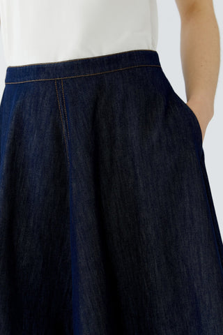 Oui A-Line Midi Denim Skirt Blue - MMJs Fashion