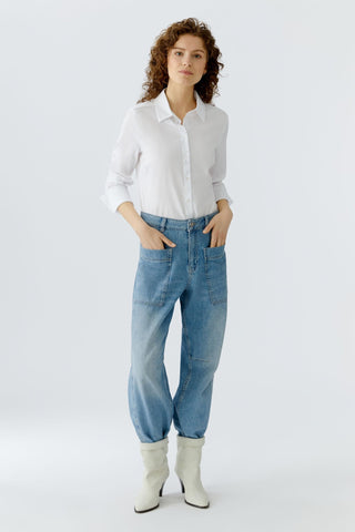 Oui Barrel Fit Patch Pocket Jeans Blue - MMJs Fashion