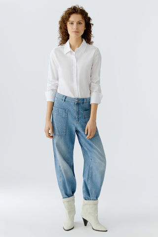 Oui Barrel Fit Patch Pocket Jeans Blue - MMJs Fashion