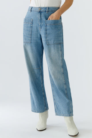 Oui Barrel Fit Patch Pocket Jeans Blue - MMJs Fashion