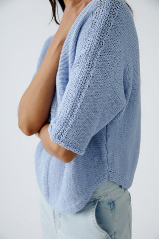 Oui Batwing Sleeve Jumper Powder Blue - MMJs Fashion