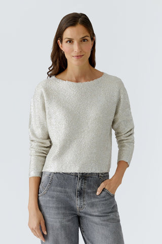 Oui Boat Neck Jumper Silver Grey - MMJs Fashion