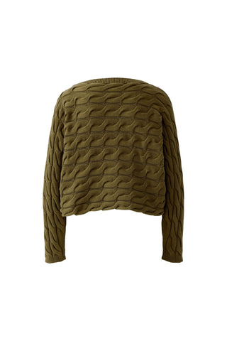 Oui Cable Knit Jumper Green Sirah - MMJs Fashion