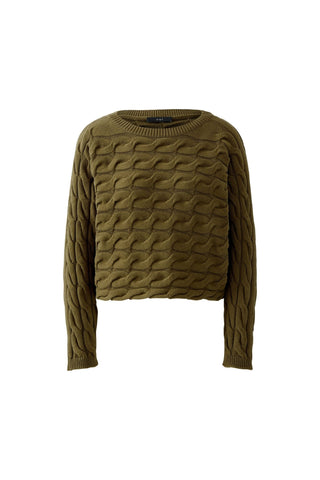 Oui Cable Knit Jumper Green Sirah - MMJs Fashion
