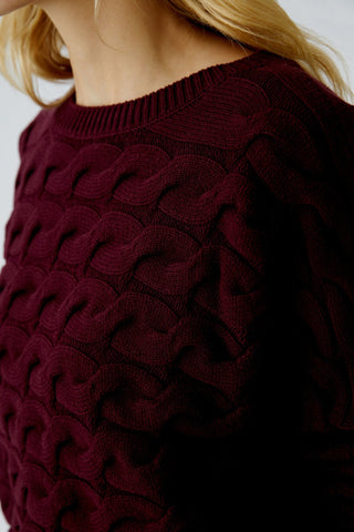 Oui Cable Knit Jumper Red Sirah - MMJs Fashion