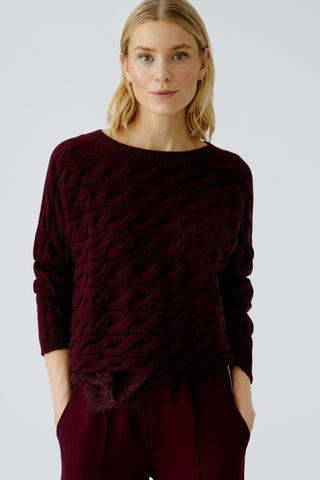 Oui Cable Knit Jumper Red Sirah - MMJs Fashion