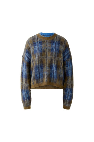 Oui Check Pattern Jumper Brown Blue - MMJs Fashion