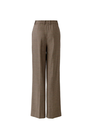 Oui Check Straight Leg Trousers Brown Black - MMJs Fashion