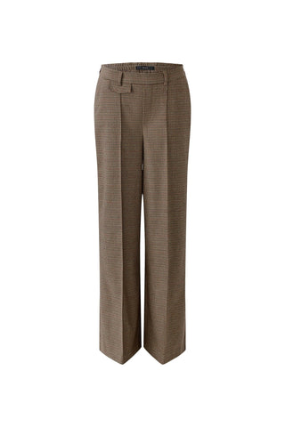 Oui Check Straight Leg Trousers Brown Black - MMJs Fashion