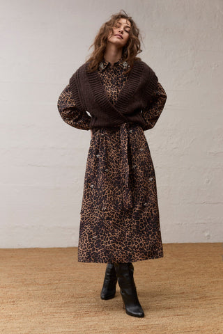Oui Chunky Knitted Waistcoat Brown - MMJs Fashion