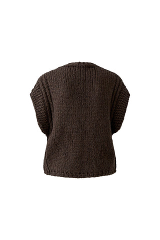 Oui Chunky Knitted Waistcoat Brown - MMJs Fashion
