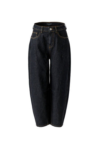 Oui Cropped Barrel Leg Jeans Dark Grey - MMJs Fashion