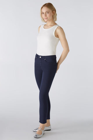 Oui Cropped Jeggings Navy Blue Baxter - MMJs Fashion