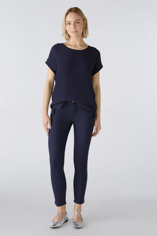 Oui Cropped Jeggings Navy Blue Baxter - MMJs Fashion