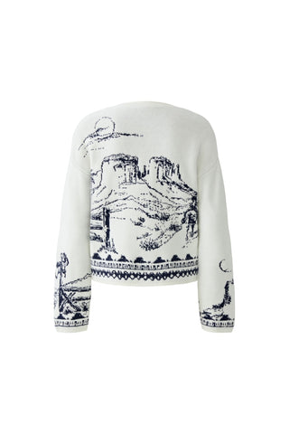 Oui Desert Scene Jumper Ivory Blue - MMJs Fashion