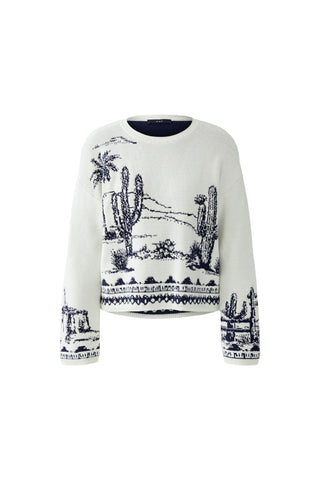Oui Desert Scene Jumper Ivory Blue - MMJs Fashion