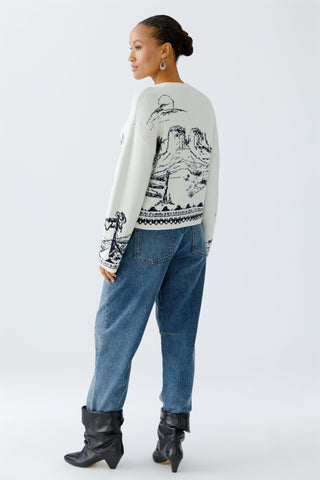 Oui Desert Scene Jumper Ivory Blue - MMJs Fashion