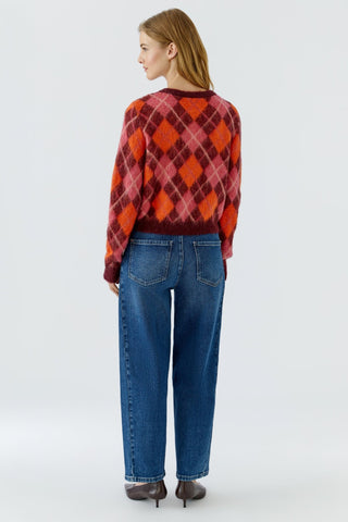 Oui Diamond Pattern Jumper Red Orange - MMJs Fashion