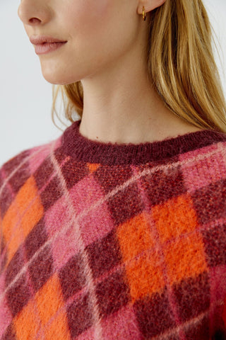 Oui Diamond Pattern Jumper Red Orange - MMJs Fashion