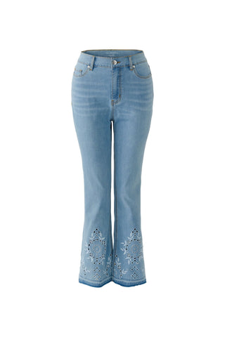 Oui Embroidered Bootcut Jeans Light Blue - MMJs Fashion
