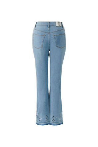 Oui Embroidered Bootcut Jeans Light Blue - MMJs Fashion