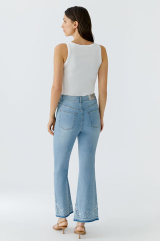 Oui Embroidered Bootcut Jeans Light Blue - MMJs Fashion