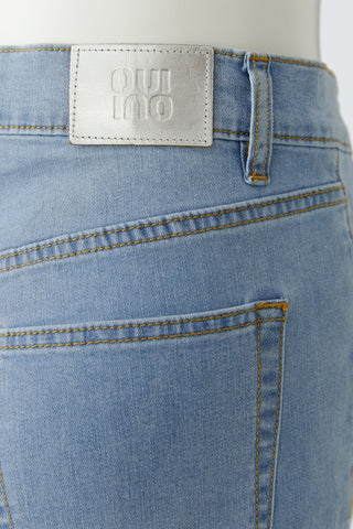 Oui Embroidered Bootcut Jeans Light Blue - MMJs Fashion