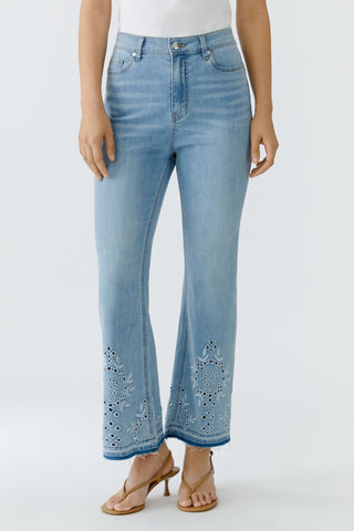 Oui Embroidered Bootcut Jeans Light Blue - MMJs Fashion