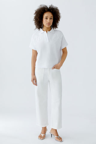 Oui Embroidered Polo Shirt White - MMJs Fashion