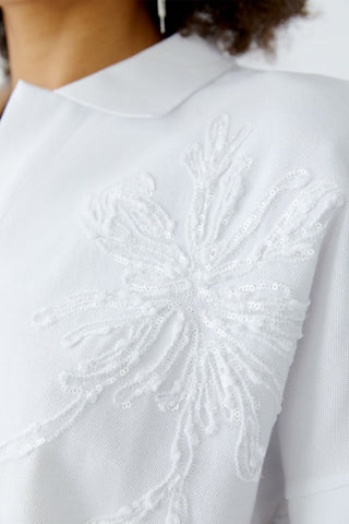 Oui Embroidered Polo Shirt White - MMJs Fashion