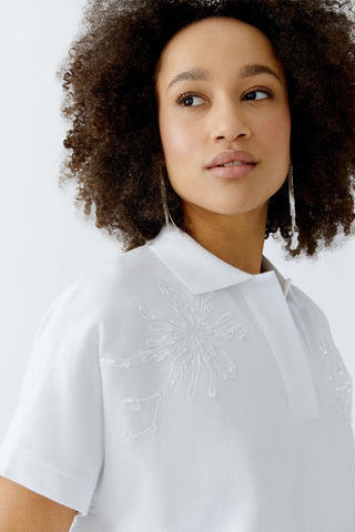 Oui Embroidered Polo Shirt White - MMJs Fashion