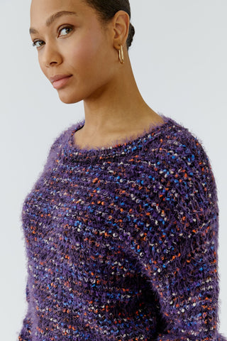 Oui Eyelash Yarn Jumper Purple Orange - MMJs Fashion