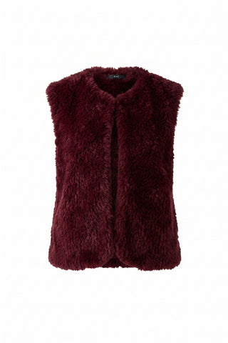 Oui Faux Fur Gilet Berry Red - MMJs Fashion