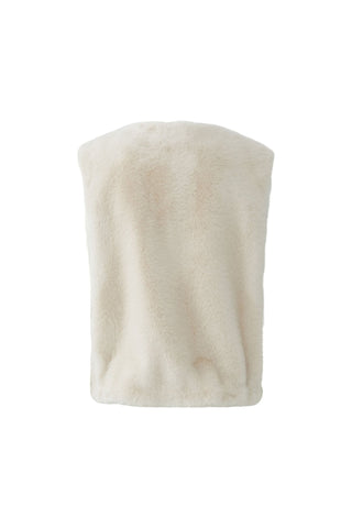 Oui Faux Fur Zip Up Gilet Beige - MMJs Fashion