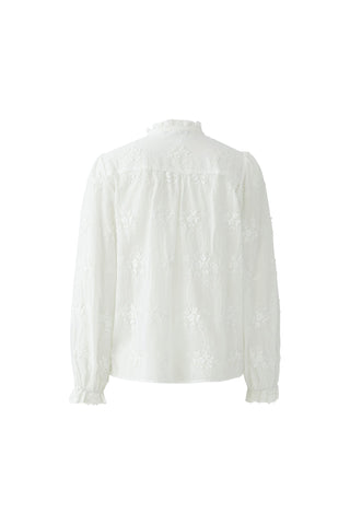 Oui Floral Embroidery Blouse White - MMJs Fashion