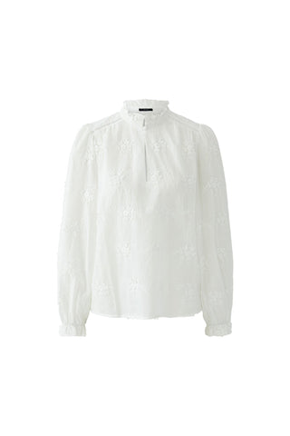Oui Floral Embroidery Blouse White - MMJs Fashion