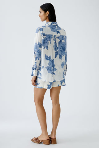 Oui Floral Print Blouse Blue White - MMJs Fashion