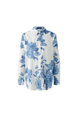 Oui Floral Print Blouse Blue White - MMJs Fashion