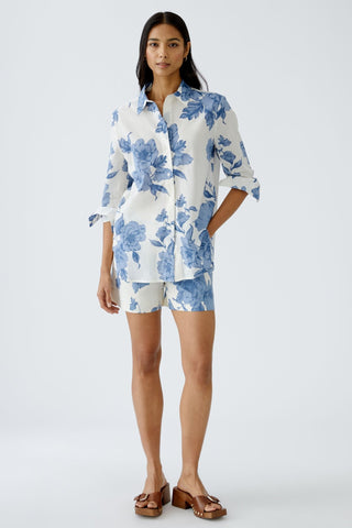 Oui Floral Print Blouse Blue White - MMJs Fashion